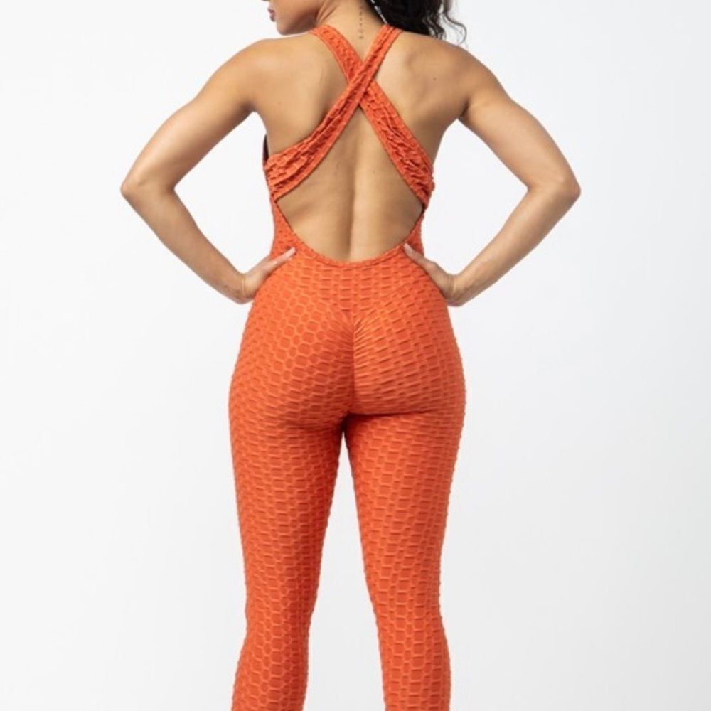 Orange Honeycomb Jumpsuit